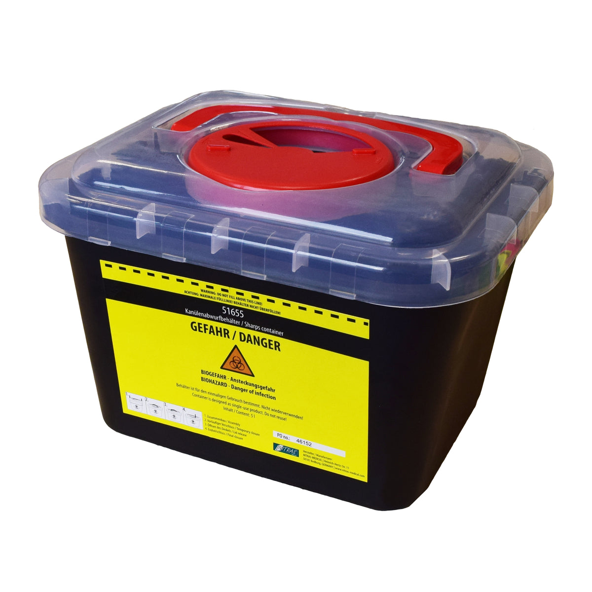 Nitras Sharps Disposal Container Black 5.0L