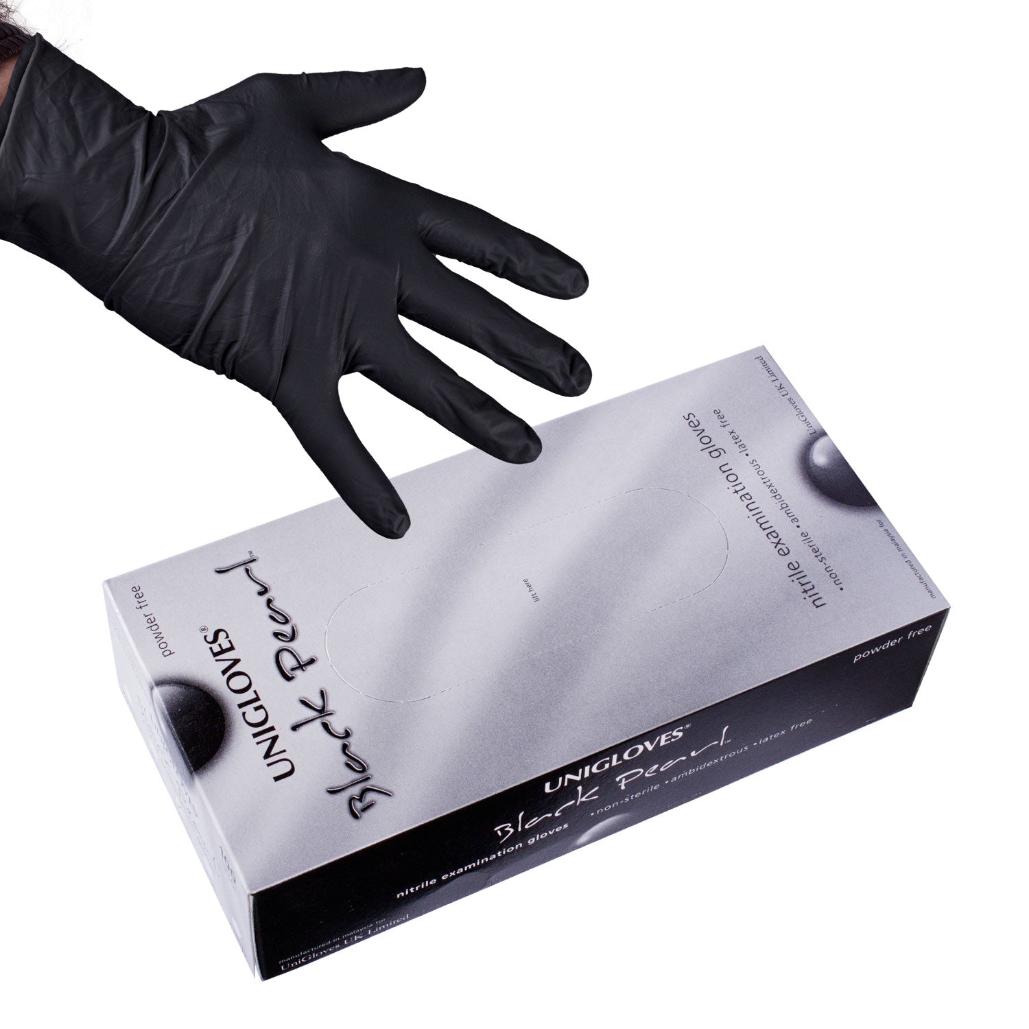 box-of-100-uniglove-black-pearl-nitrile-gloves image 1