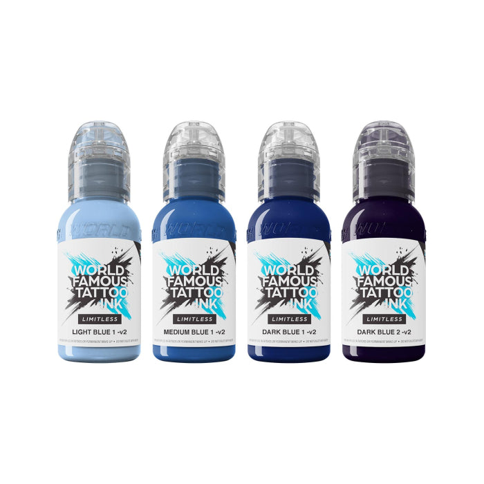 World Famous Limitless Shades of Blue Tattoo Ink Set 4x30ml