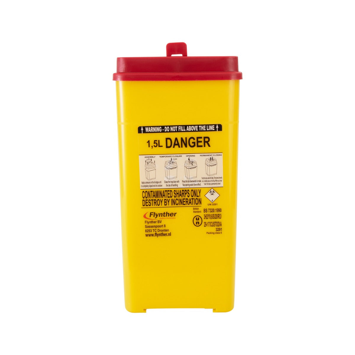 Flynther 1.5L Professional Sharps Disposal Bin