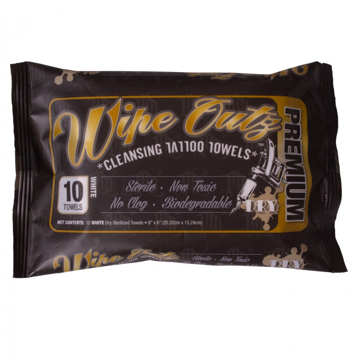 Wipe Outz Dry - Gamma-Sterilized Tattoo Towels (10 Pack)