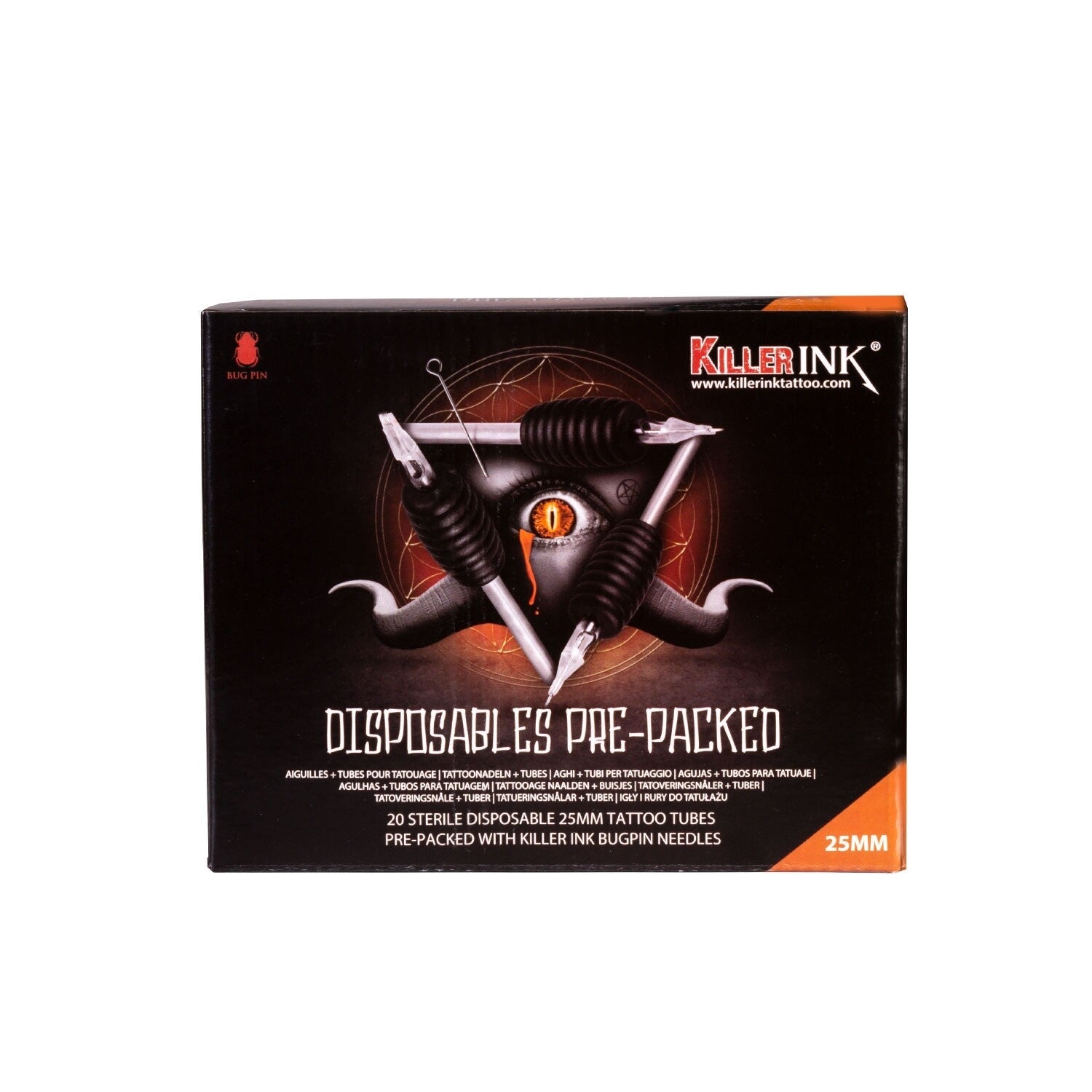 mixed-box-of-20-killer-ink-disposable-grip-tip-25mm-tubes-pre-packed-with-bug-pin-needles image 1