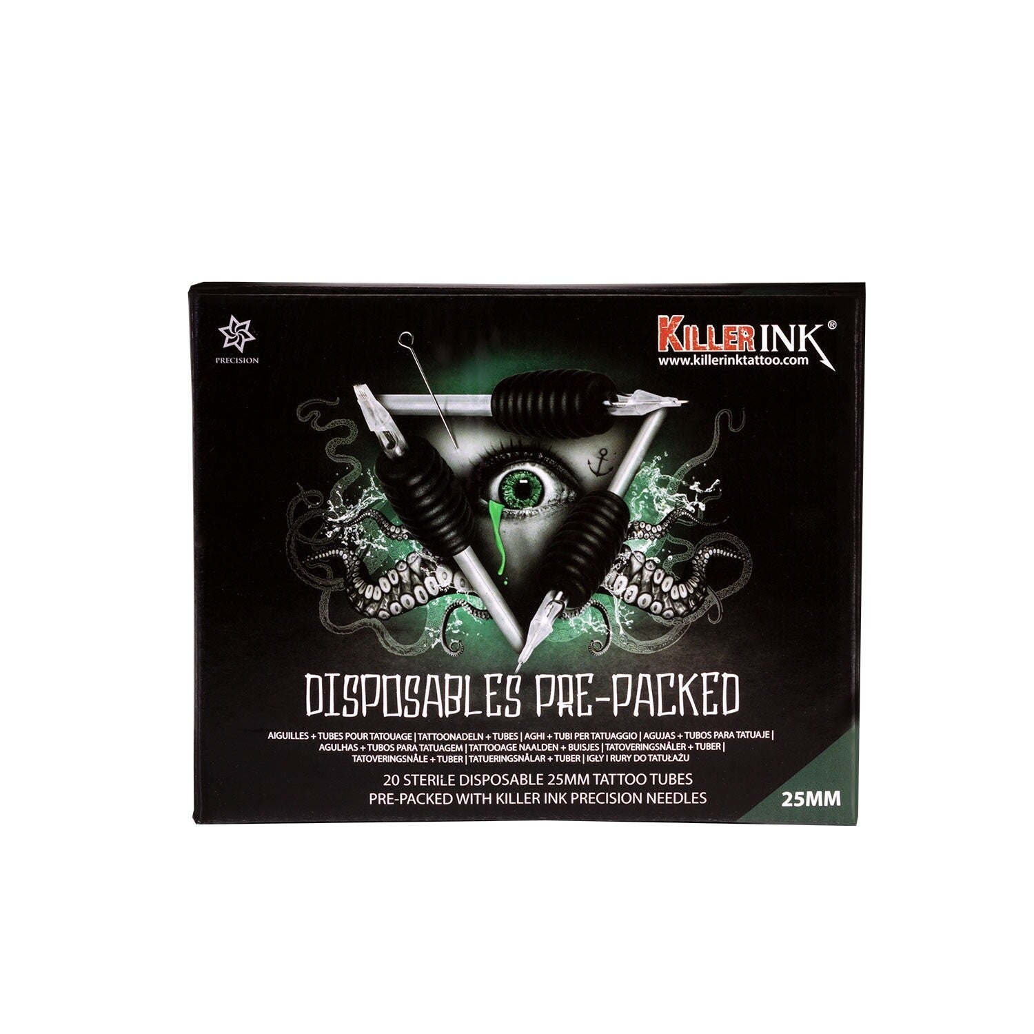 mixed-box-of-20-killer-ink-disposable-grip-tip-25mm-tubes-pre-packed-with-killer-ink-precision-needles image 1