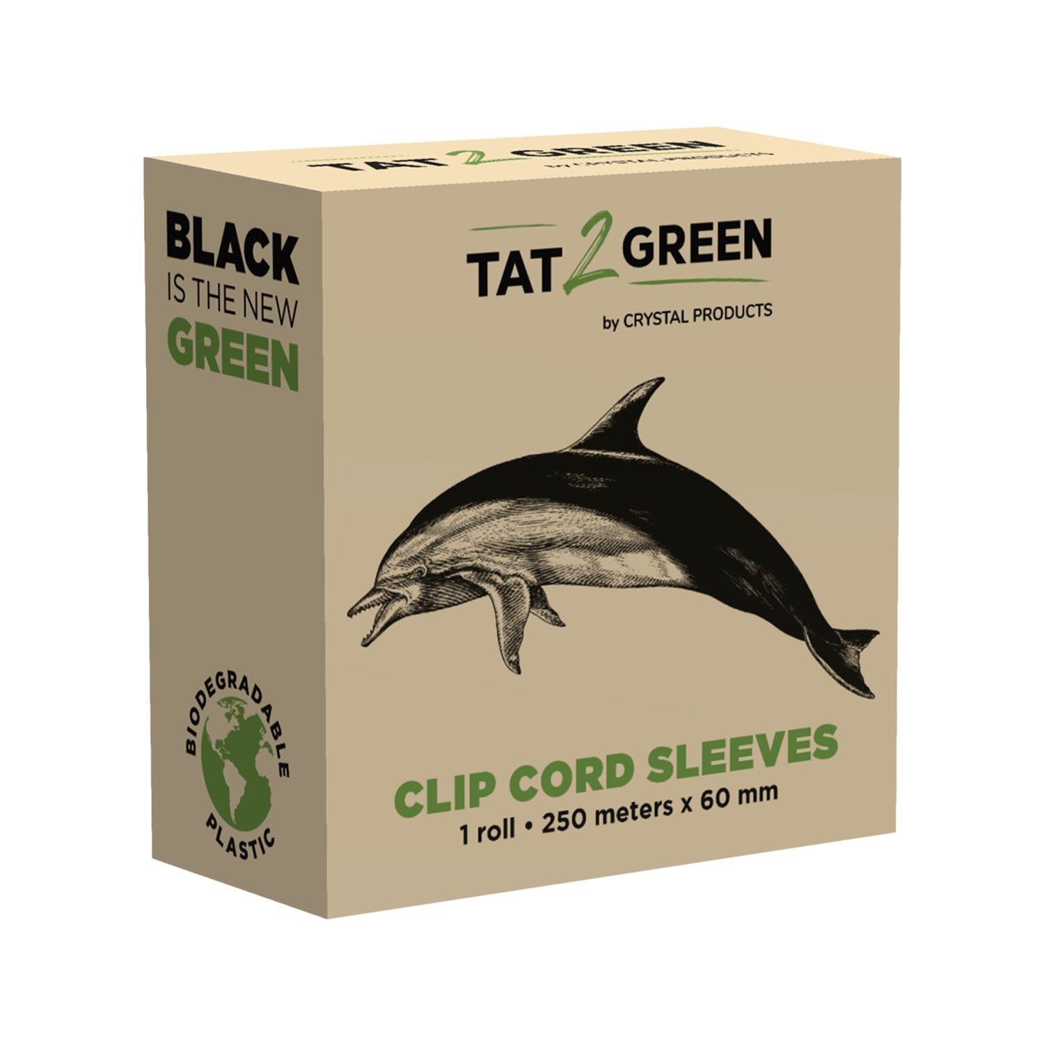 tat2green-black-clip-cord-sleeves-roll-uncut image 2